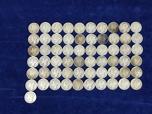 Lot of 61 Mercury Silver Dimes - See description for more info