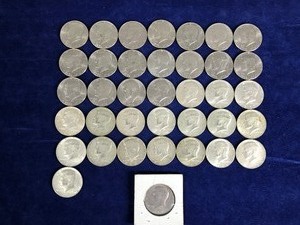 lot 303 image: Lot of 37 Kennedy Half Dollars - See description below for more info