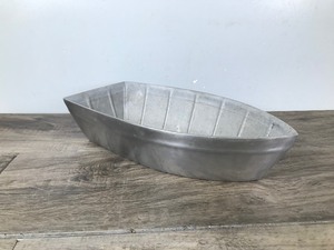 lot 345 image: Vintage Centrum Silver Boat Bowl  13 Cast Aluminum Server, Coastal Nautical Serving Dish, MCM Centerpiece, Boat Shaped Tray