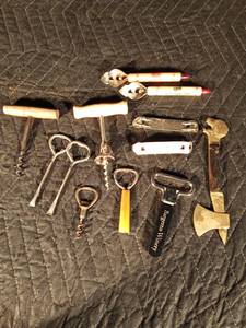 lot 55 image: Vintage advertisement bottle openers and cork screws - Pfiefers-Schmidt, Coors, Standard gas station and more