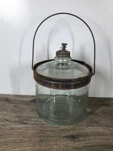 lot 353 image: Antique Early 1900s Cleveland Metal Products Glass Oven Kerosene Dispenser