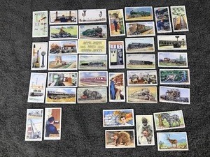 lot 365 image: Lot of 37 Collectible Cards - Wills Cigarette Railway Cards - Gallaher Wild Animals - Brooke Bond Tea Jet Engines - The Wizard The Big Paper for Boys Railway Cards and More