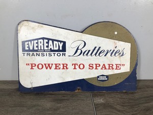 lot 393 image: VINTAGE EVEREADY RADIO BATTERIES 1950S PRESS WOOD COUNTERTOP ADVERTISING Display