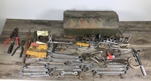 lot 396 image: Lot of Tools and Metal Tool Box