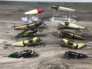 lot 410 image: Lot of 10 Collectible C.C.B Garrett Ind. Pikie Creek Chub Fishing Lures