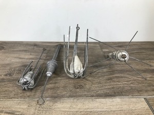lot 192 image: Lot of 4 Lead Weighted Fishing Anchors Grappling Hooks - see description for more info