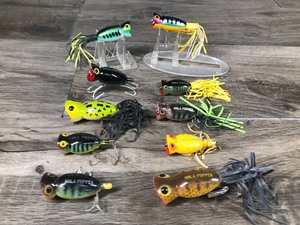 lot 449 image: Lot of 10 Collectible Hula Popper Fishing Lures