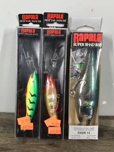 lot 160 image: 3 - Rapala Fishing Lures in Original Boxes - see description for more info