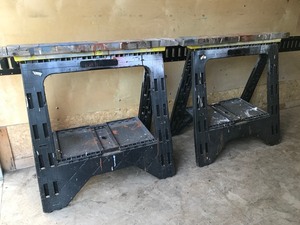 lot 8 image: Pair of Plastic Fold Up Saw Horses