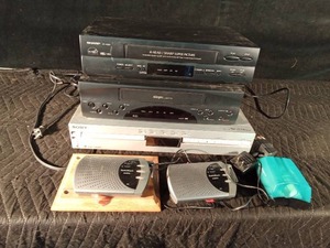 lot 137 image: 2 VHS players, DVD player and set of intercoms