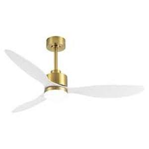 lot 22 image: Breezary Sawyer 52 in. Integrated LED Indoor Gold White-Blades Ceiling Fans with Light and Remote Control   Customer Returns See Pictures
