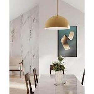 lot 37 image: Progress Lighting Perimeter Collection 15-34 in. 1-Light Brushed Gold Mid-Century Modern Pendant with metal Shade     Customer Returns See Pictures