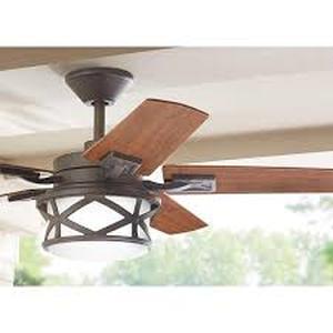lot 44 image: Home Decorators Collection Copley 52 in. IndoorOutdoor LED Oil Rubbed Bronze Ceiling Fan with Light Kit, Downrod, Remote and Reversible Blades      Customer Returns See Pictures