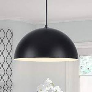 lot 46 image: ADSENSTY 1-light Black Small Sized Pendant Light with Metal Dome Shade for Kitchen Island Dinning Room     Customer Returns See Pictures