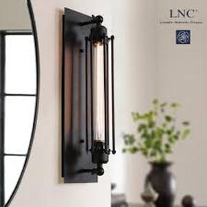 lot 49 image: LNC Modern Industrial Black Linear Wall Sconce, 1-Light Bathroom Vanity Light with Metal Wire Cage For Dry Areas Hallway Customer Returns See Pictures
