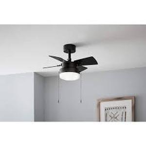 lot 57 image: Hampton Bay Metarie II 24 in. Indoor Matte Black Ceiling Fan with Light Customer Returns See Pictures