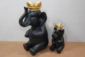 lot 166 image: 2 Elephant King Good Luck Statues
