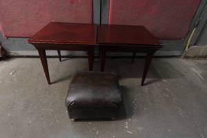 lot 287 image: Wood Side Tables with Foot Stool