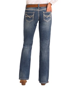 lot 80 image: Rock & Roll Cowgirl Mid Rise Riding Jeans 29x38