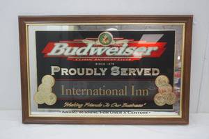 lot 9 image: Budweiser International Inn Mirror 33x 21