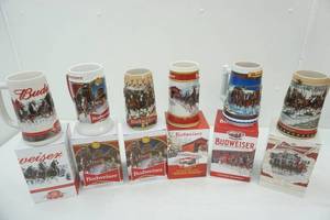 lot 73 image: 6ct Budweiser Clydesdale Holiday Steins