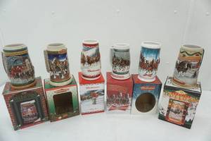 lot 74 image: Budweiser Holiday Steins 6ct
