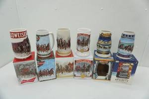 lot 77 image: Budweiser Holiday Steins 6ct