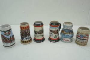 lot 78 image: Budweiser & Coors Holiday Steins 6ct