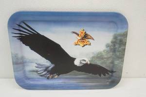 lot 153 image: Vintage Anheuser Busch Soaring Eagle Metal Tray