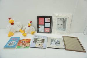 lot 175 image: Stuffed Chickens, Picture Frames, Vintage Books-kids & birds
