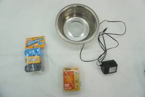 lot 182 image: 90ct Refill Waste Bags, Water Dish, Cabinet Screws, 15V ACDC Power Adaptor