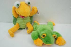 lot 214 image: Large Plush Turtle-Terry Factory & TY Beanie Frog