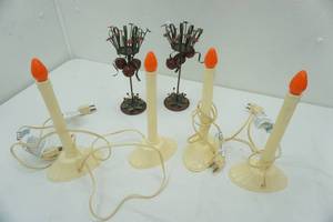 lot 261 image: Vintage Window Candles & Decorative Metal Candle Holders