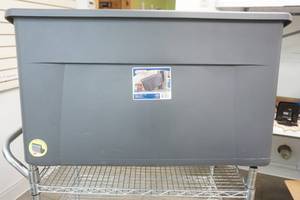 lot 285 image: Sterilite 45 GAL tote on wheels with lid