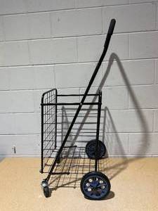 lot 210 image: Mainstays Metal 1 Compartment Rolling Metal Shopping  Utility Cart