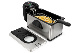 lot 56 image: MegaChef Electric Oil Deep Fryer with Adjustable Temperature Control and Timer (3.17 Quart)
