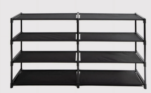 lot 335 image: Mainstays 4-Tier Shoe Rack Storage Organizer, Rich Black, 24 Pairs, Iron Poles & Plastic Connectors