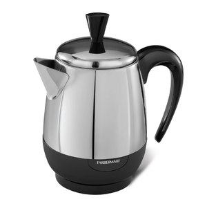 lot 342 image: Farberware Electric Coffee Percolator, FCP240, Stainless Steel Basket, Automatic Keep Warm, No-Drip Spout, 4 Cup