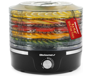 lot 473 image: Elite Gourmet EFD319 Food Dehydrator, 5 BPA-Free 11.4 Trays Adjustable Temperature Controls