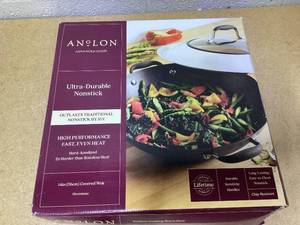 lot 450 image: Anolon Advanced Home Hard-Anodized 14 Inch Nonstick Wok with Side Handles