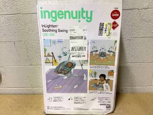 lot 478 image: Ingenuity InLighten Baby Swing, Motorized Vibrating, Swivel Infant Seat, Gray