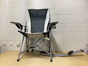 lot 484 image: Ozark Trail Tension 2 in 1 Mesh Rocking Camp Chair, Gray and Black, Detachable Rockers