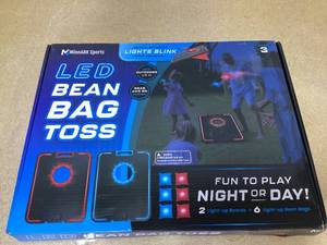 lot 489 image: LED Cornhole Board Set - Light Up Bean Bag Toss with 6 Bags