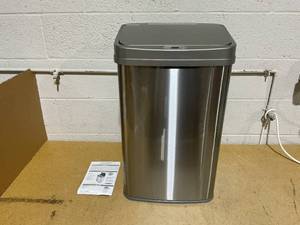 lot 68 image: Nine Stars Touchless Automatic Kitchen Trash Can, 13 Gallon, Motion Sensor, Stainless Steel Garbage Bin with Soft-Close Lid