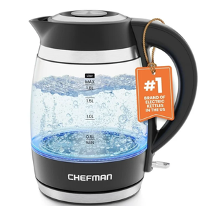 lot 113 image: Chefman Rapid-Boil 1.8L Electric Kettle w Removable Lid and LED Indicator Lights