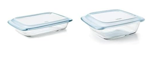 lot 158 image: 2PCS OXO Good Grips Glass Baking Dishes with Lids- 2QT & 3QT