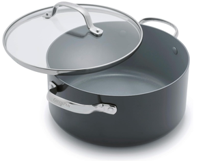 lot 177 image: GreenPan Valencia Pro Hard Anodized Healthy Ceramic Nonstick 5QT Stock Pot with Lid
