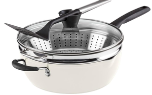lot 24 image: Cuisinart Preferred Pan 4-Pc Set - Crme de la Creme (4.5 Qt. Multi-Purpose Pan wCover, Steamer, Slotted Turner)