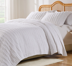 lot 26 image: Greenland Home Quilt Set, FullQueen, 2-Piece, Machine Washable, White