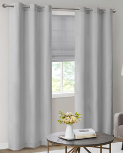 lot 27 image: Madison Park Galen Basketweave 2-Panel Pack Window Curtain, Room Darkening, Grommet Top Easy to Hang, Fits up to 1.25 Diameter Rod, 40 W x 84 H Grey
